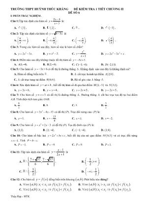 Đề kiểm tra 1 tiết Chương I môn Đại số Lớp 10 - Đề số 6 - Trường THPT Huỳnh Thúc Kháng